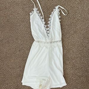 White open back romper